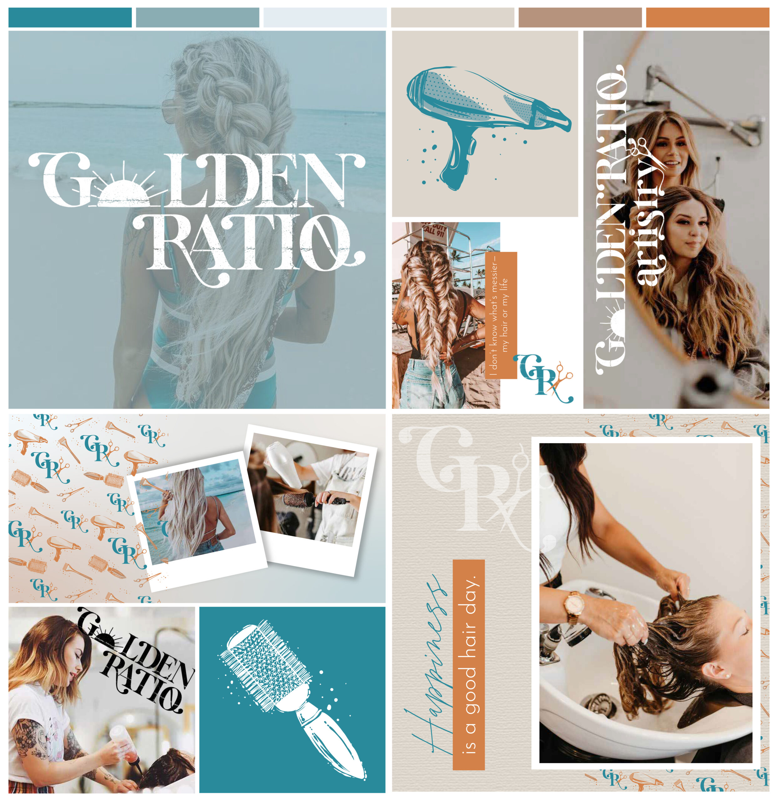 Golden Ratio Artistry Hair Salon Brand Board - Brand and Web Design Agency
